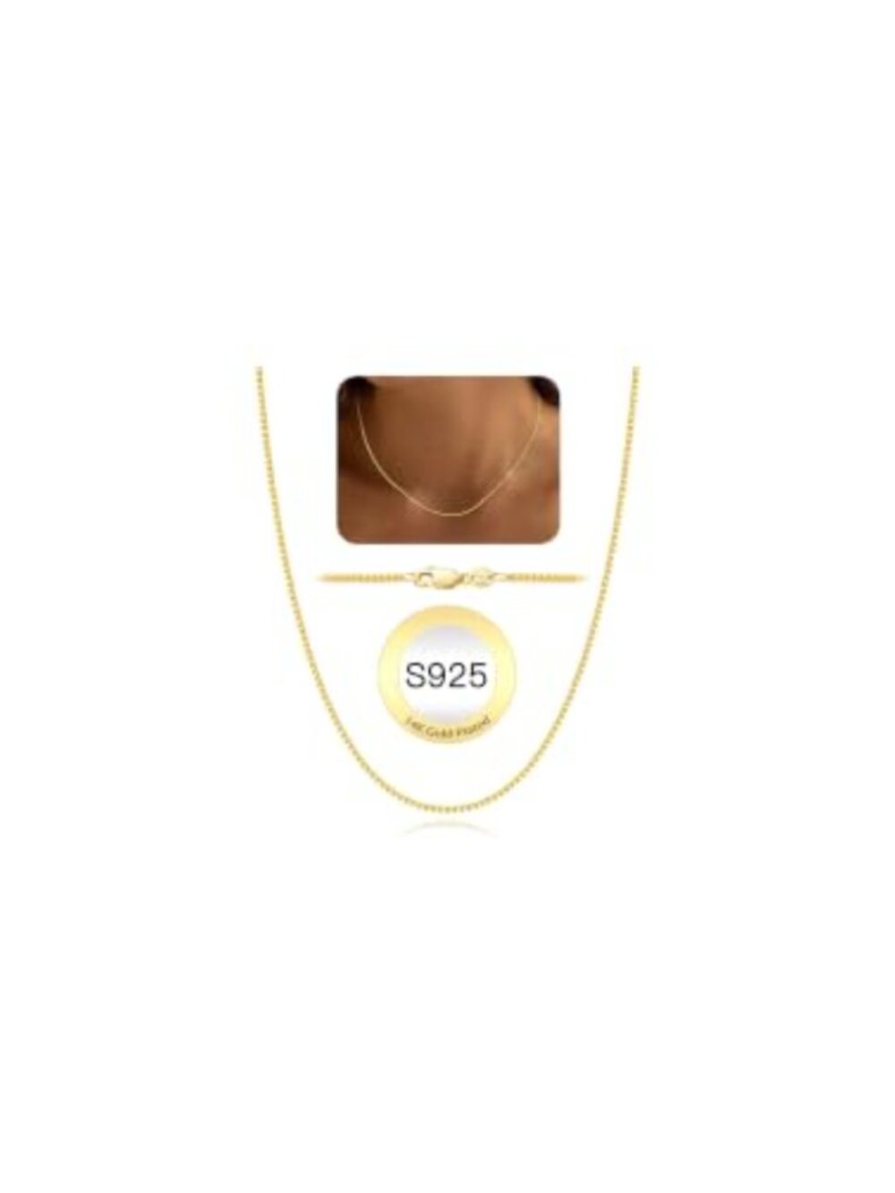 925 Sterling Silver 1.2mm Venetian Box Chain Necklace for Women